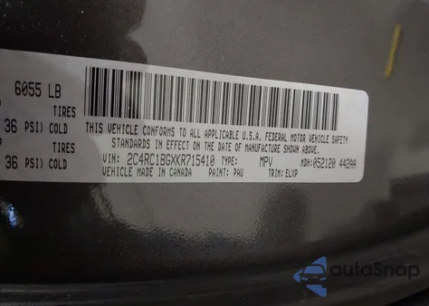 2019 Chrysler Pacifica Touring L из США, поврежденный, VIN 2C4RC1BGXKR715410